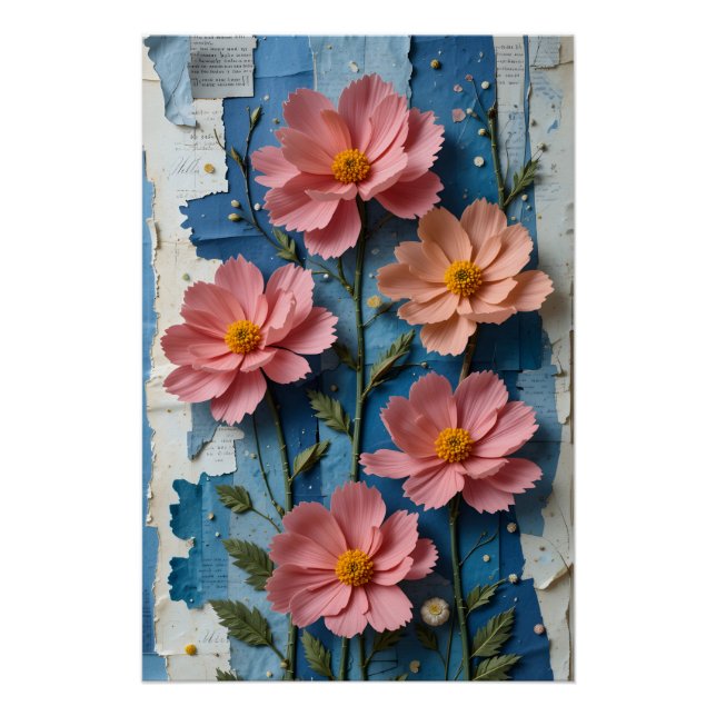 Poster Bouquet Cosmos tactile (Devant)