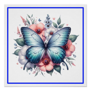 Poster Bouquet de fleurs papillon vibrant Art-96283