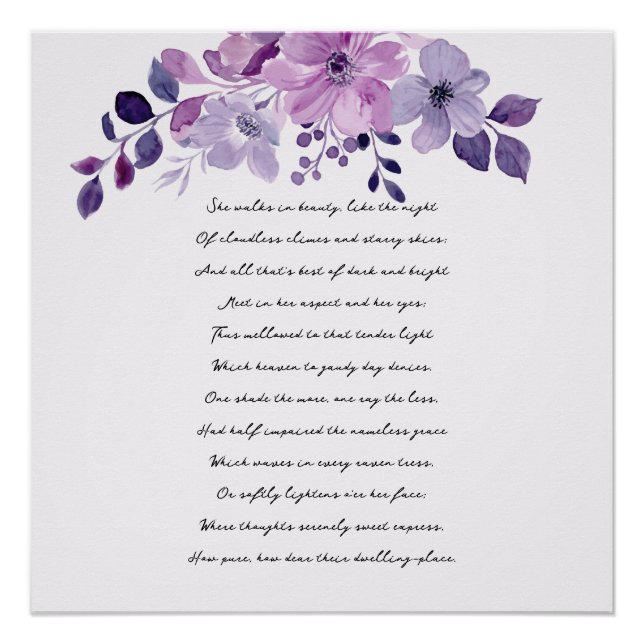 Poster Bouquet de fleurs violettes à l'aquarelle  (Devant)