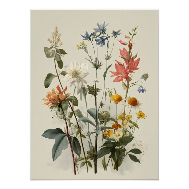 Poster Bouquet de prairie fleurie (Devant)