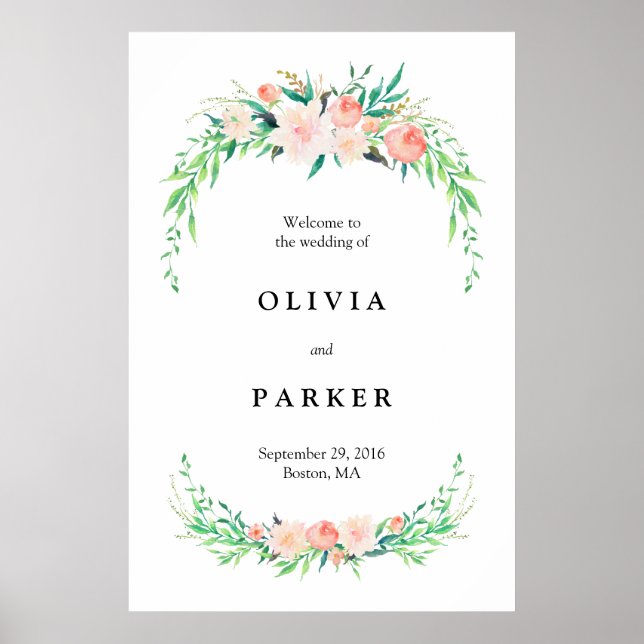 Poster Bouquet Délicat Grand Signe de Bienvenue de Mariag (Devant)