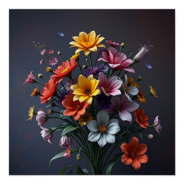 Poster bouquet of colorful flowers (Devant)