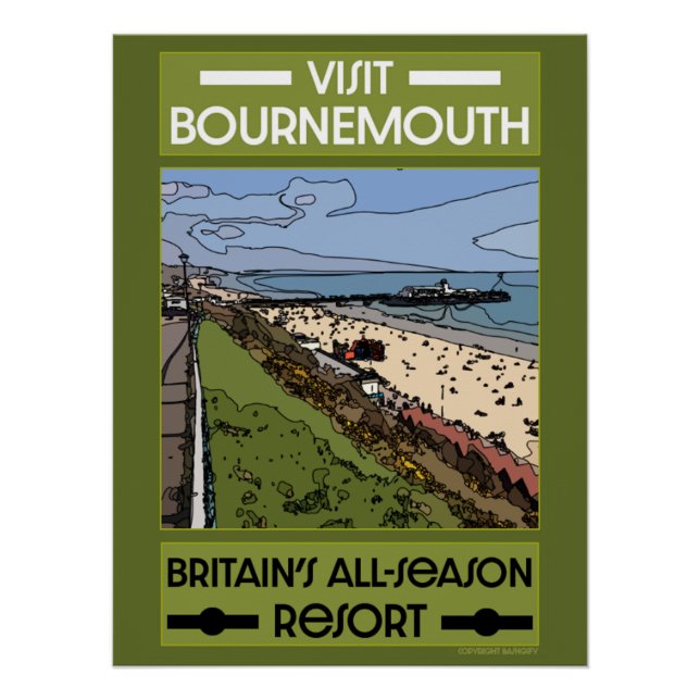 Poster Bournemouth Vintage Retro (Devant)