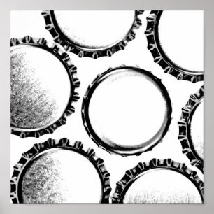 Poster Bouteille Art Casquette - Aimer la bière