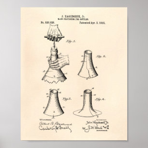 Poster Bouteilles protectrices à la main 1895 Brevet Art