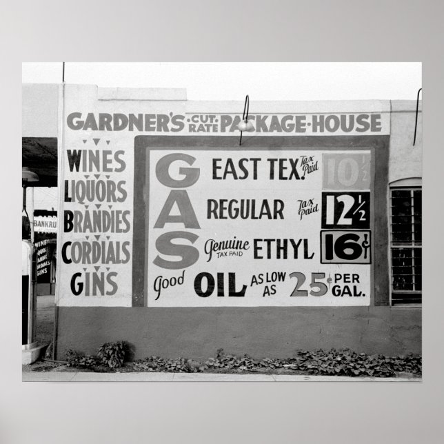 Poster Boutique de boissons alcoolisées et essence à prix (Devant)