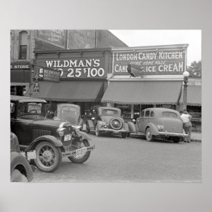 Poster Boutique de confiseries et de glaces, 1938. Photo
