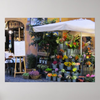 Poster Boutique de fleurs de trottoir à Rome