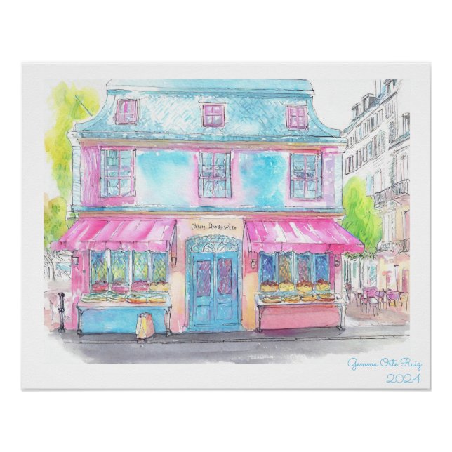 Poster Boutique de gâteaux aquarelle (Devant)