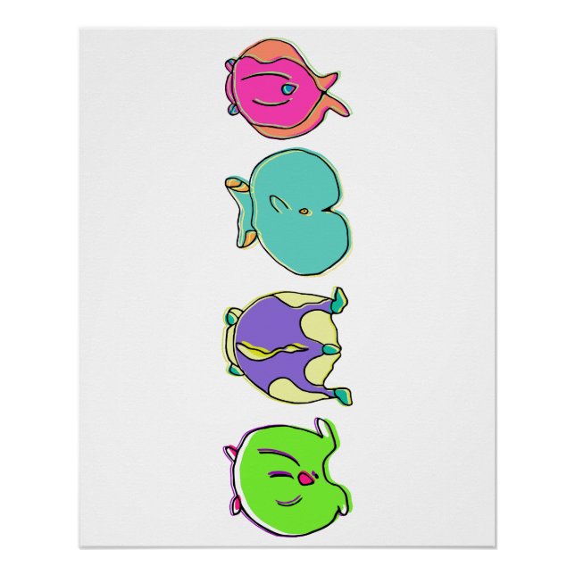 Poster Boutons de hamster colorés (Devant)