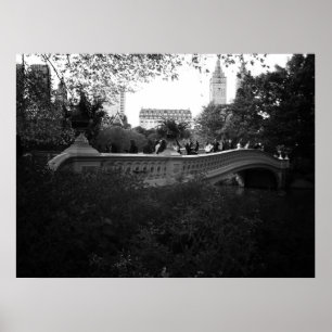 Poster Bow Bridge, noir et blanc, Central Park, NYC