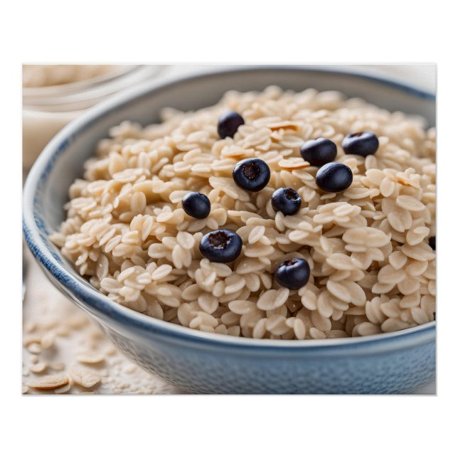 Poster Bowl of Oatmeal with Blueberries (Devant)