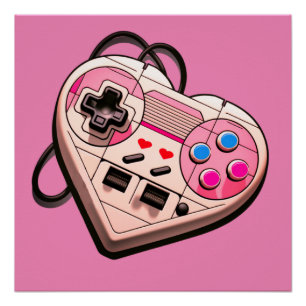 POSTER BOX-RETRO GAMER EN FORME DE COEUR
