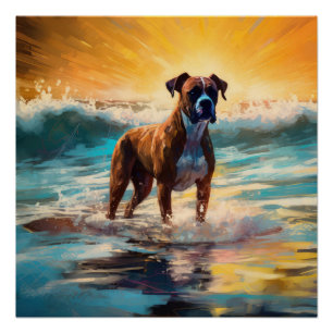 Poster Boxer Beach Surfing Peinture