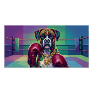 Poster Boxeur de chien de l'art Pop moderne Athlète de bo