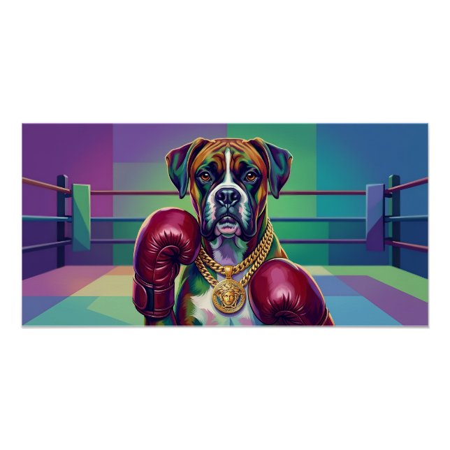 Poster Boxeur de chien de l'art Pop moderne Athlète de bo (Devant)