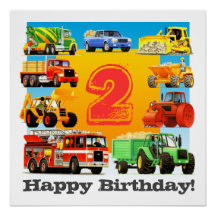 Boy's 2nd Happy Birthday Custom Construction Camio