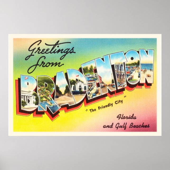 Poster Bradenton Florida FL Vieux souvenir Vintage voyage (Devant)