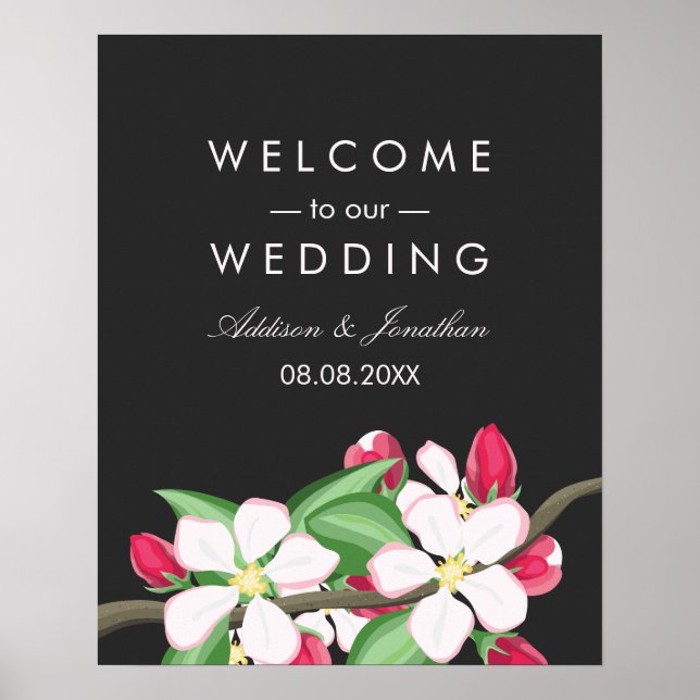 Poster Branche Apple Blossom | Bienvenue à Notre Mariage (Devant)