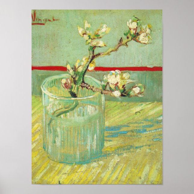 Poster Branches de fleurs d'amandes en verre Van Gogh Art (Devant)