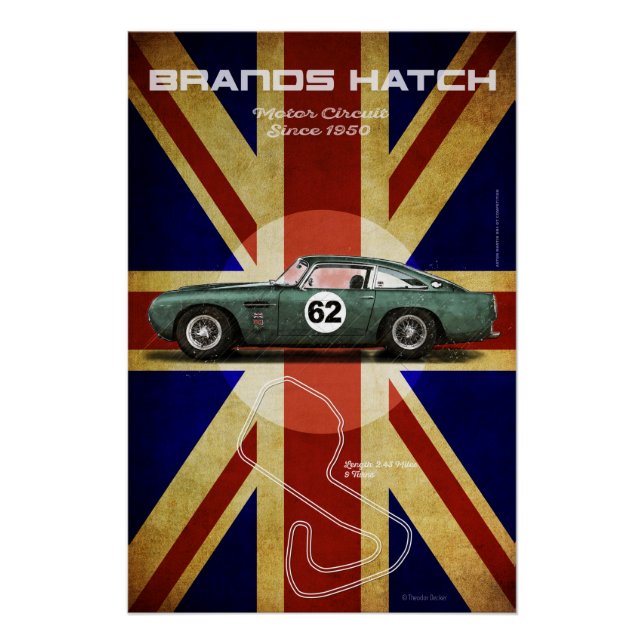 Poster Brands Hatch Aston Martin DB4 (Devant)