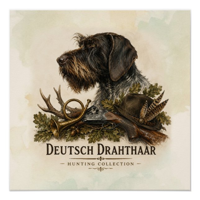 Poster Braque allemand à poil dur – Collection de chasse (Devant)