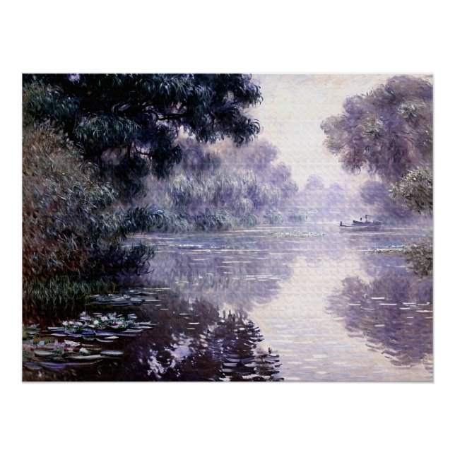 Poster Bras de Seine près de Giverny dans le brouillard (Devant)