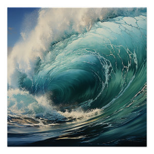 Poster Breaking Surf Peinture