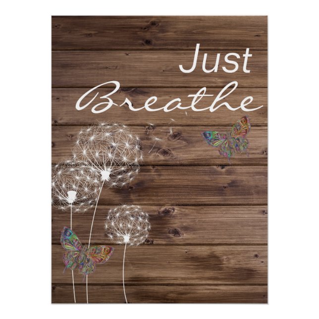 Poster Breathe Dandelions Butterfly Wooden (Devant)