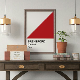 Poster Brentford Bee Rouge et Blanc - Pleine Largeur