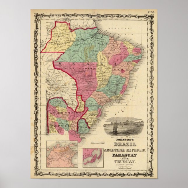 Poster Brésil, République argentine, Paraguay et Uruguay (Devant)