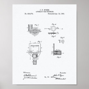 Poster Brevet automatique de l'arroseuse 1891 du feu -