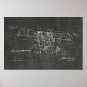 Poster Brevet d'Art Biplane 1919 Imprimer