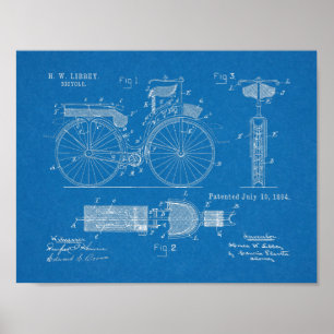 Poster Brevet d'art de 1894 pour bicyclettes militaires I