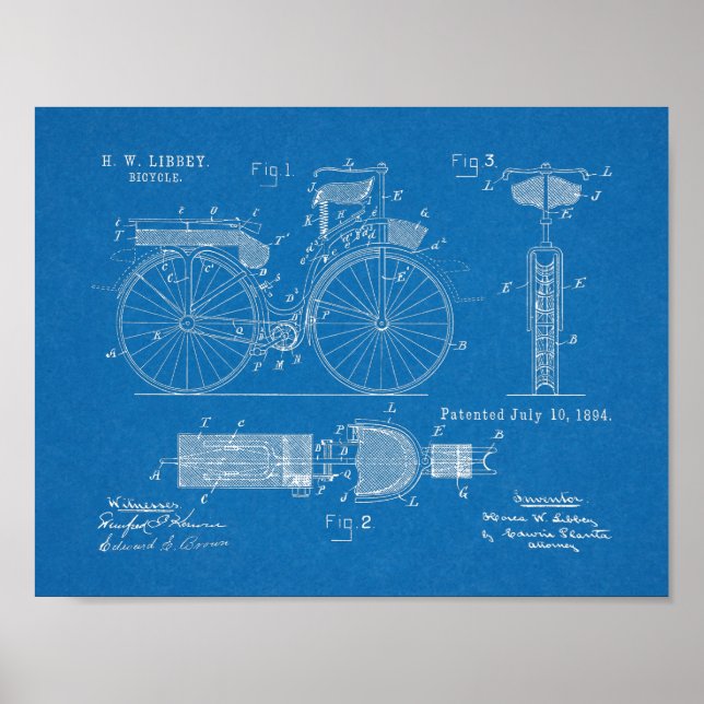 Poster Brevet d'art de 1894 pour bicyclettes militaires I (Devant)