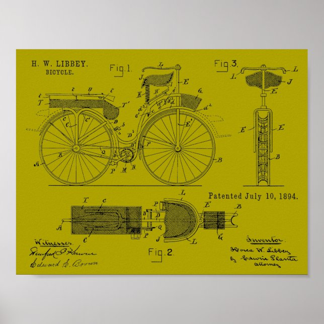 Poster Brevet d'art de 1894 pour bicyclettes militaires I (Devant)