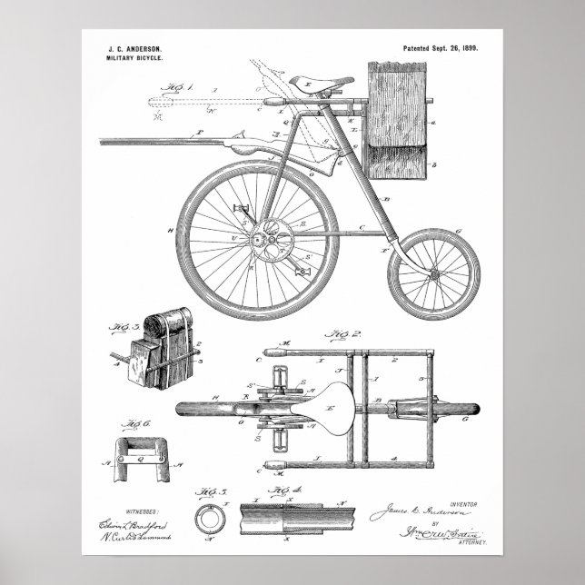 Poster Brevet d'art de 1899 pour bicyclette militaire Imp (Devant)