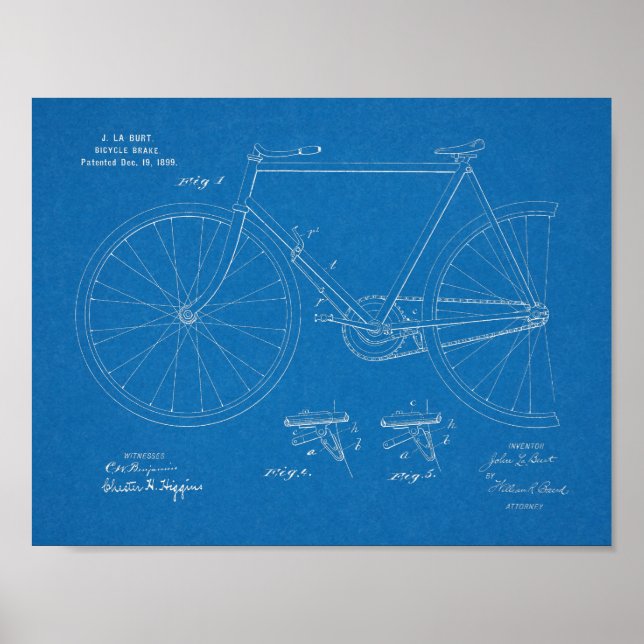 Poster Brevet d'art de 1899 pour freins à bicyclette Impr (Devant)