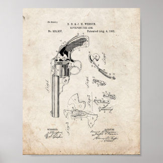 Poster Brevet de bras de feu en mouvement Wesson - Vieux