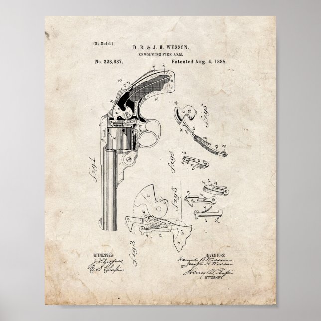 Poster Brevet de bras de feu en mouvement Wesson - Vieux  (Devant)