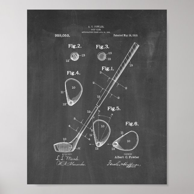 Poster Brevet de club de golf - Chalkboard (Devant)
