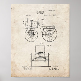 Poster Brevet de moteur routier - Vieux look
