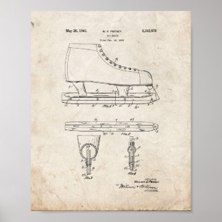 Poster Brevet de patinage sur glace - Vieux look