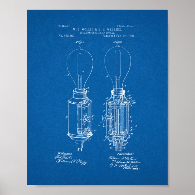 Poster Brevet de socle pour lampes incandescentes - Plan  (Devant)