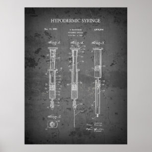 POSTER BREVET DE SYRINGE HYPODERMIQUE BLACKMAN 1951