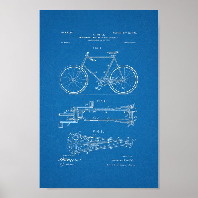Poster Brevet de vélo Vintage 1900 Imprimer Plan directeu (Devant)