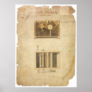 Poster Brevet d'Eli Whitney pour le genièvre de coton en