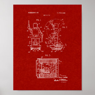 Poster Brevet Robot Jouet - Rouge Bourgogne