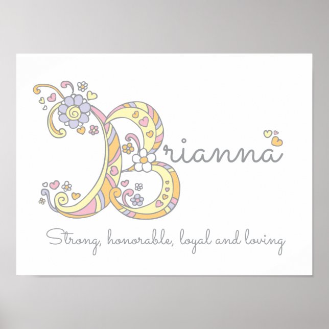 Poster Brianna initiale B doodle signifiant (Devant)