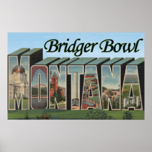 Poster Bridger Bowl, Montana - Scènes de grandes lettres
